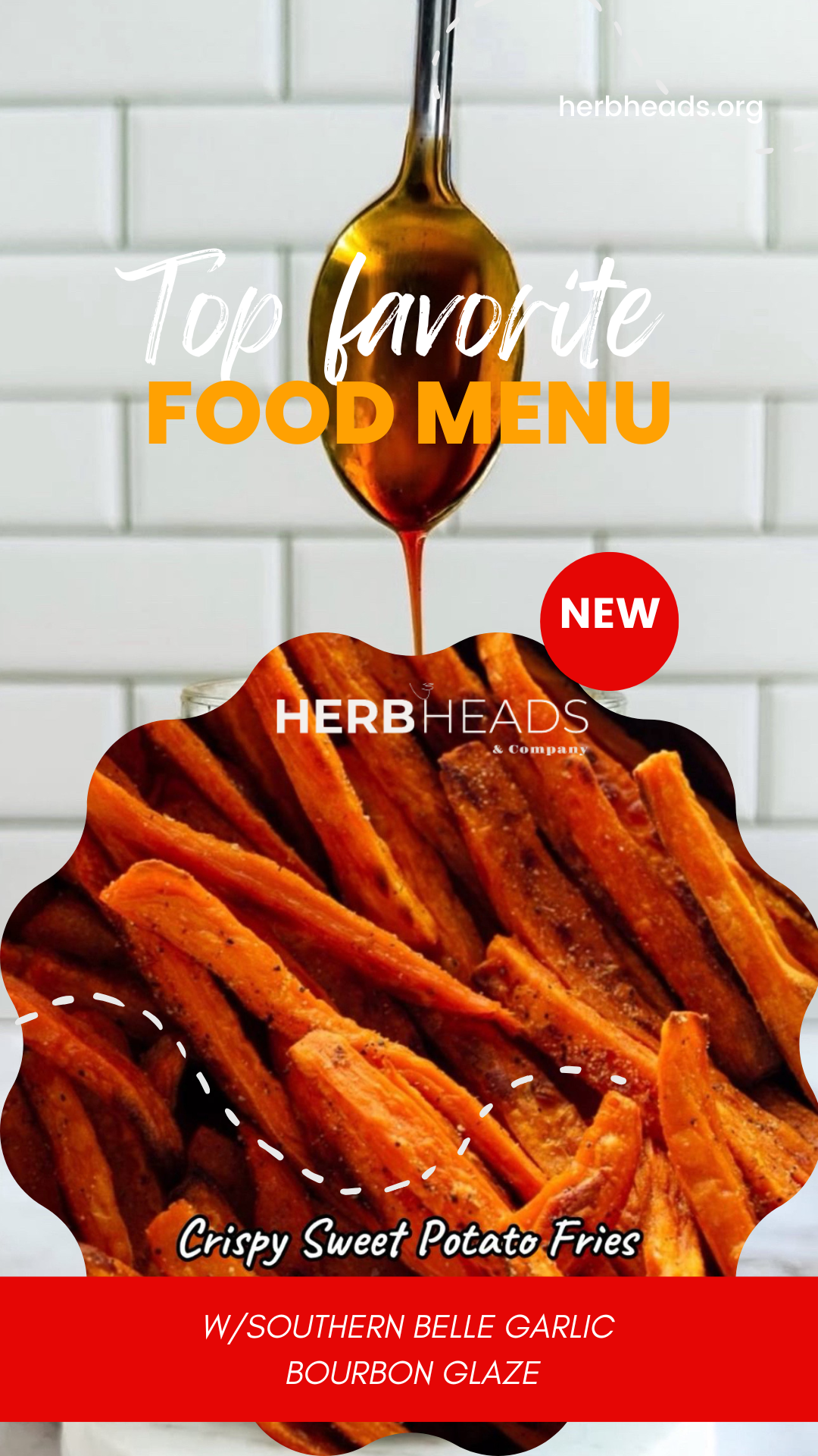 Crispy Sweet Potato Fries w/ Southern’ Belle Garlic Bourbon Glaze